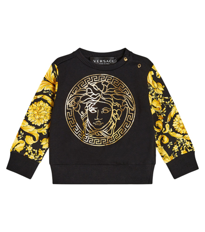 Versace Baby Medusa Printed Cotton Sweatshirt In Black