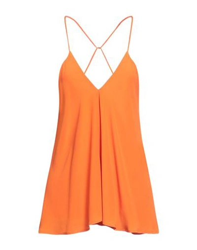 Ottod'ame Woman Top Orange Size 8 Acetate, Silk