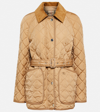 Burberry Quilted Jacket With Belt Pen In Beige