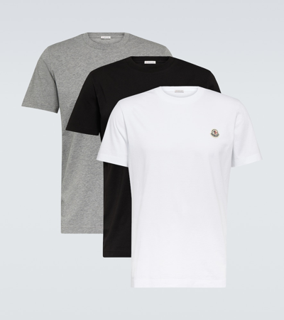 Moncler Set Of 3 Cotton T-shirts In Multicoloured