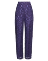 Merci .., Woman Pants Purple Size 4 Viscose, Cotton, Polyamide