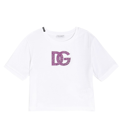 Dolce & Gabbana Kids' Majolica Cotton Jersey T-shirt In Pink