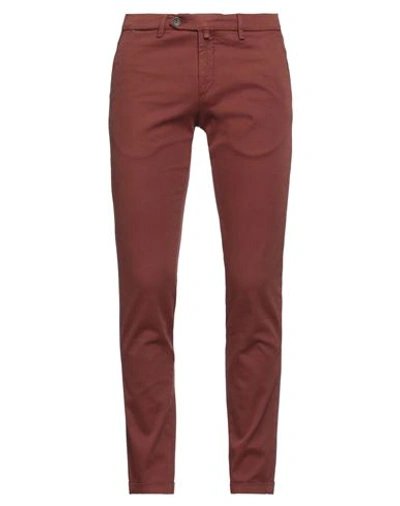 B Settecento Man Pants Rust Size 32 Cotton, Elastane In Red