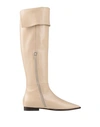 Anna F . Woman Knee Boots Beige Size 9 Soft Leather