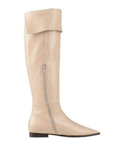 Anna F . Woman Knee Boots Beige Size 9 Soft Leather