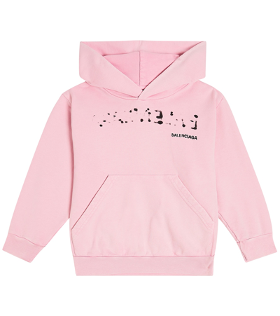 Balenciaga Kids' Classic Cotton Jersey Hoodie In Faded Pink