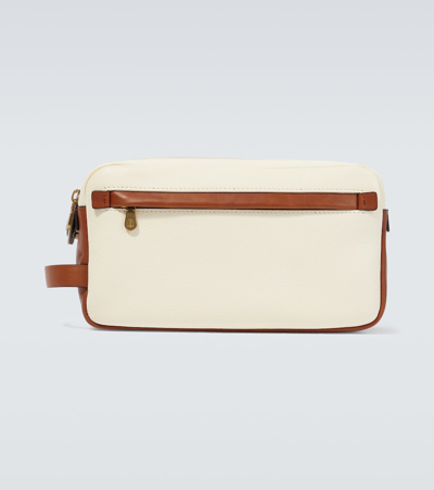 Brunello Cucinelli Leather-trimmed Toiletry Bag In White