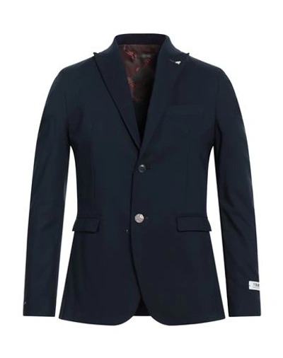 Berna Man Blazer Navy Blue Size 40 Cotton, Polyamide, Elastane