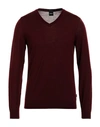 Hugo Boss Boss  Man Sweater Burgundy Size 3xl Virgin Wool In Red
