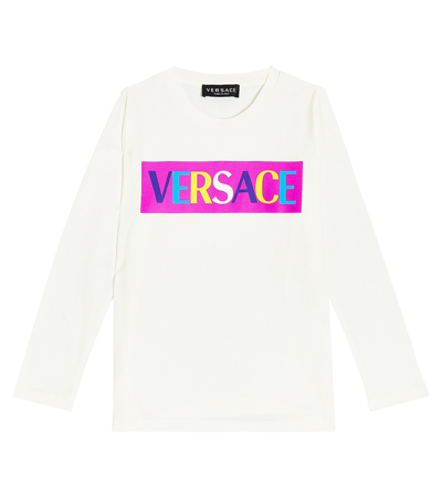 Versace Kids' Printed Cotton Jersey T-shirt In Whitemulticolor