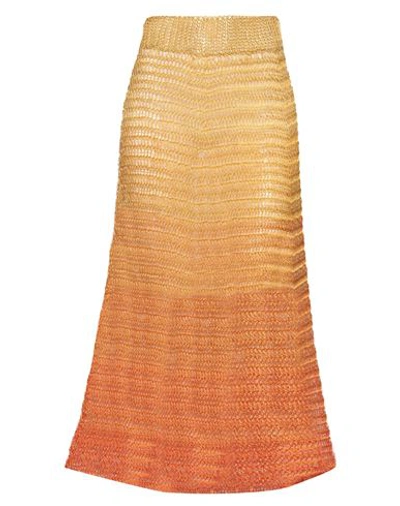 Joao Maraschin Woman Midi Skirt Orange Size M Cotton, Recycled Nylon