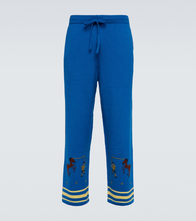 Bode Ponny Lasso Wool-blend Sweatpants In Blue