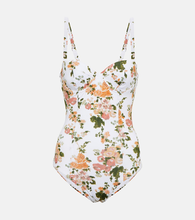 Erdem Floral Amilia Swimsuit In White