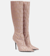 Versace Allover Canvas & Leather Knee-high Boot In Multicoloured