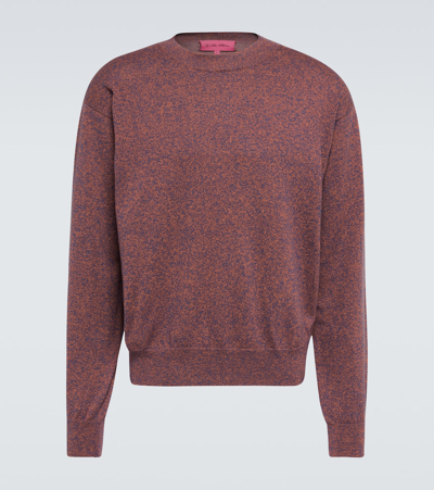 The Elder Statesman Mélange Cotton And Cashmere Sweater In Purple