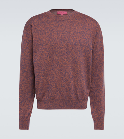 The Elder Statesman Mélange Cotton And Cashmere Jumper In Purple