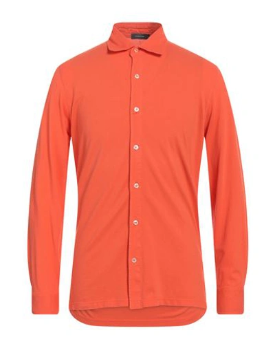 Rossopuro Man Shirt Orange Size 7 Cotton