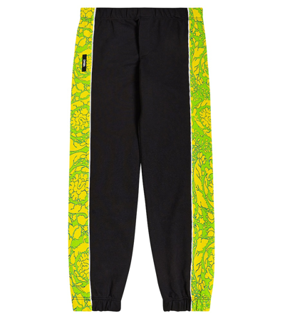 Versace Kids' Barocco Cotton Sweatpants In Black