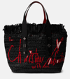 Christian Louboutin Frangibus Medium Embroidered Raffia Tote Bag In Black