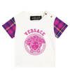 Versace White T-shirt For Baby Girl With Medusa And Logo In Multicoloured
