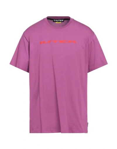 Iuter Man T-shirt Mauve Size Xxl Cotton In Purple
