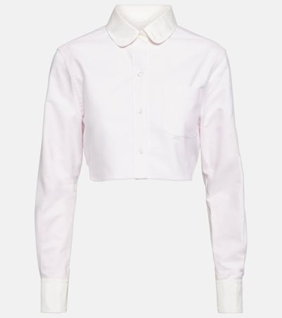 Thom Browne Cropped Cotton Shirt In Pink