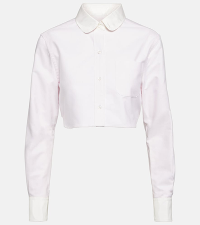 Thom Browne Cropped Cotton Shirt In Purple