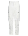 C.p. Company White Cargo Pants With Lens Motif On The Leg In Cotton Man In Off White