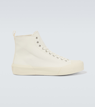 Jil Sander High-top Canvas Sneakers In White