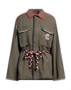 De' Hart Woman Overcoat & Trench Coat Military Green Size M Cotton In Green
