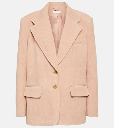 Chloé Double-breasted Corduroy Blazer Jacket In Misty Pink