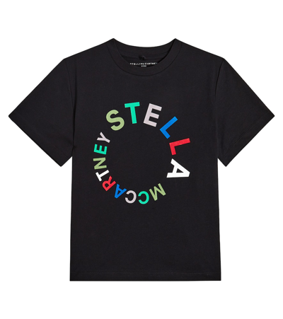 Stella Mccartney Kids' Logo Cotton T-shirt In Black