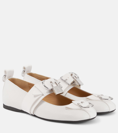 Jw Anderson Lock Leather Ballet Flats In White