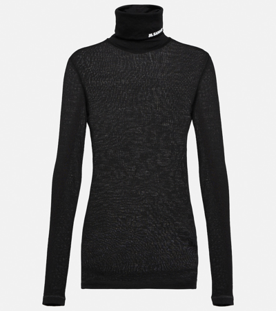 Jil Sander Logo Turtleneck Sweater In Black  
