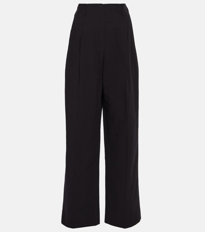 The Row Gaugin High-rise Wide Leg Cotton Trousers In Black