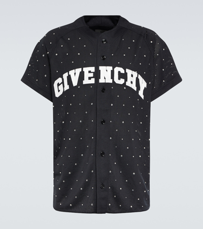 Givenchy Logo Embellished Mesh Baseball Shirt In Black