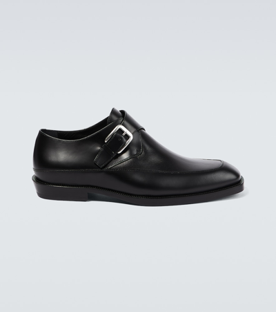 Dries Van Noten Leather Monk Shoes In Black