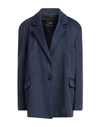 Yes London Woman Blazer Navy Size 8 Polyester, Viscose In Navy Blue