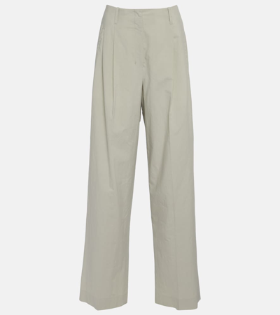 The Row Gaugin High-rise Wide-leg Cotton Pants In Beige