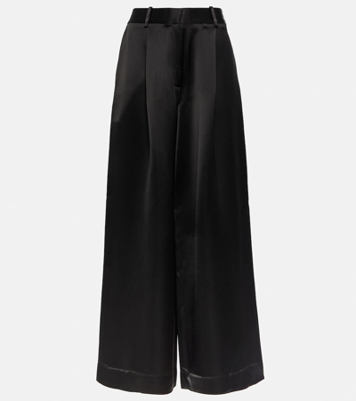Co Wide-leg Satin Trousers In Black