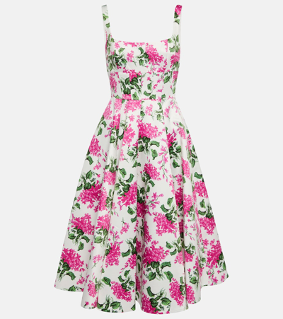 Emilia Wickstead Madeline Floral-print Faille Midi Dress In Forget Me Not Pink