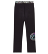 Versace Girl's Rainbow Greca Waistband Medusa Jersey Leggings In Black