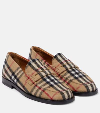 Burberry Hackney Check Penny Loafers In Brown