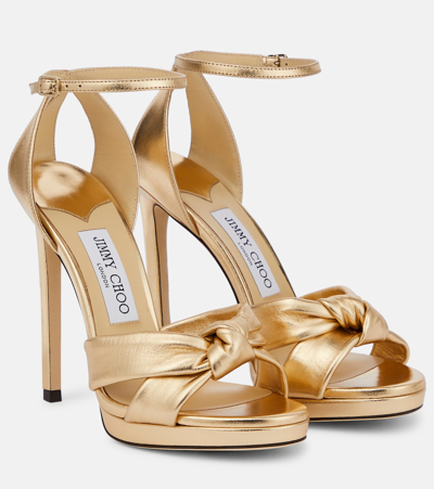 Jimmy Choo Rosie 120 Gold Leather Sandals
