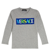 Versace Logo Cotton Jersey T-shirt In Grey