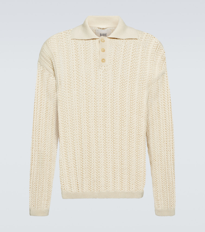 Bode Knitted Cotton Polo Shirt In Neutrals