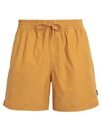 Vans Primary Solid Elastic Boardshort Man Beach Shorts And Pants Ocher Size Xl Cotton, Nylon In Yellow
