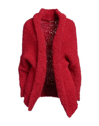 Kontatto Woman Cardigan Red Size Onesize Acrylic, Mohair Wool, Polyamide, Wool