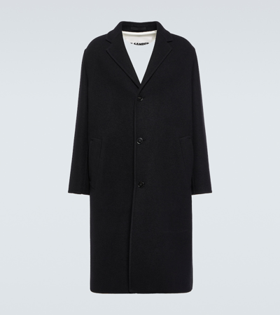 Jil Sander 'sport' Black Single-breasted Coat With Tonal Buttons In Wool Man