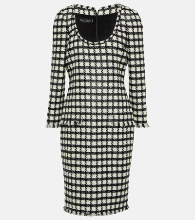 Oscar De La Renta Wool-blend Tweed Midi Dress In Black